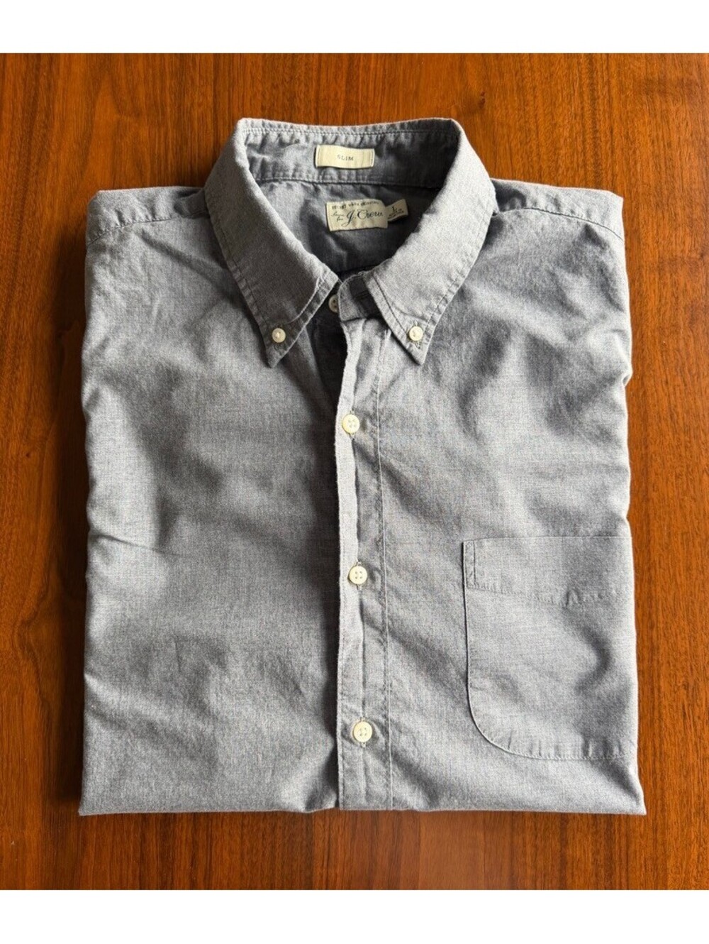 J.Crew Slim Fit Button-Down Oxford Shirt in Heathered Light Gray - Size L